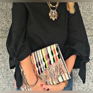 Stella & Dot Clutch Boho Chic Fringe
